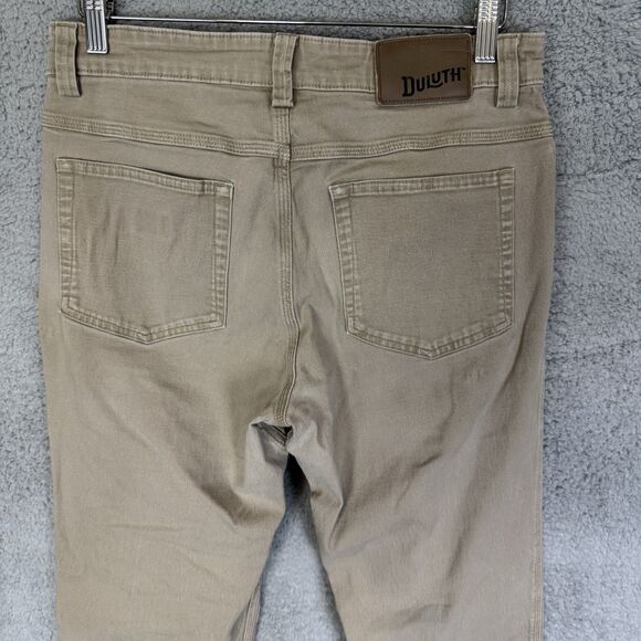 Duluth Trading Pants Mens 32x30 Beige Flex Fire Hose Chino Heavy Duty Stretch - Picture 9 of 12